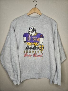 Vintage UW Huskies Rose Bowl 1992 Crewneck Wide Boi Doggo
